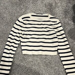 Striped Black and White Women's Top